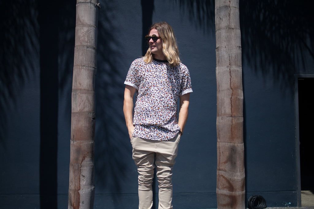 Panel Tee White Leopard