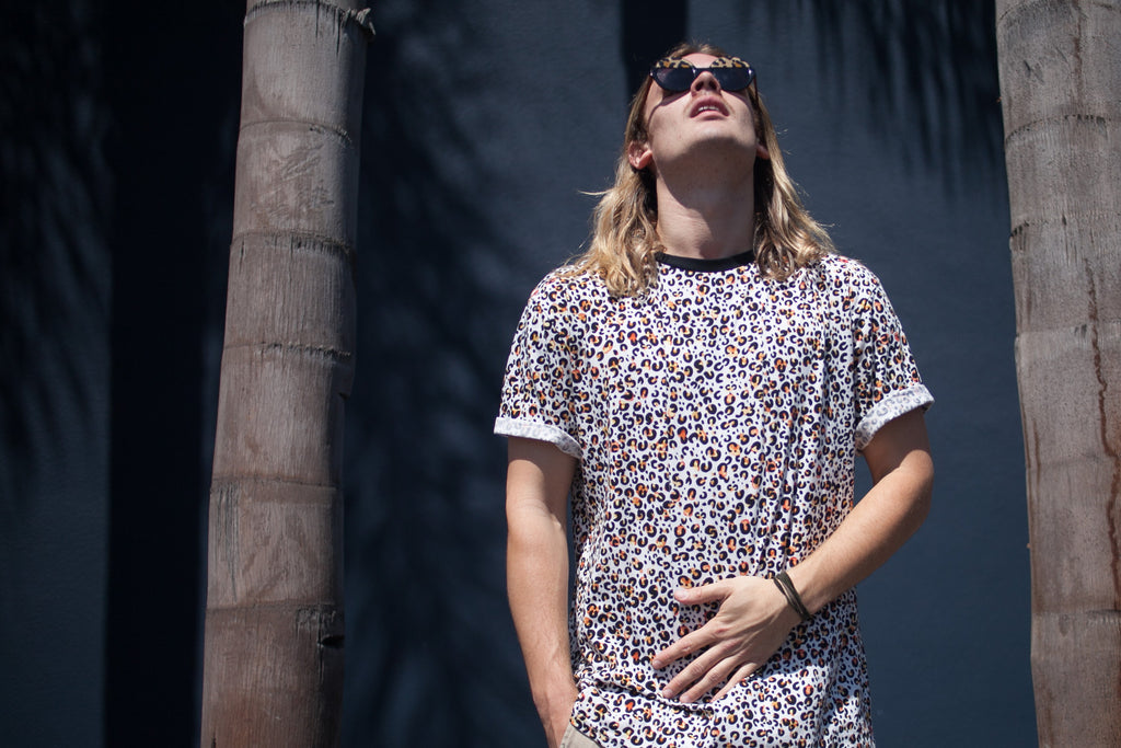 Panel Tee White Leopard
