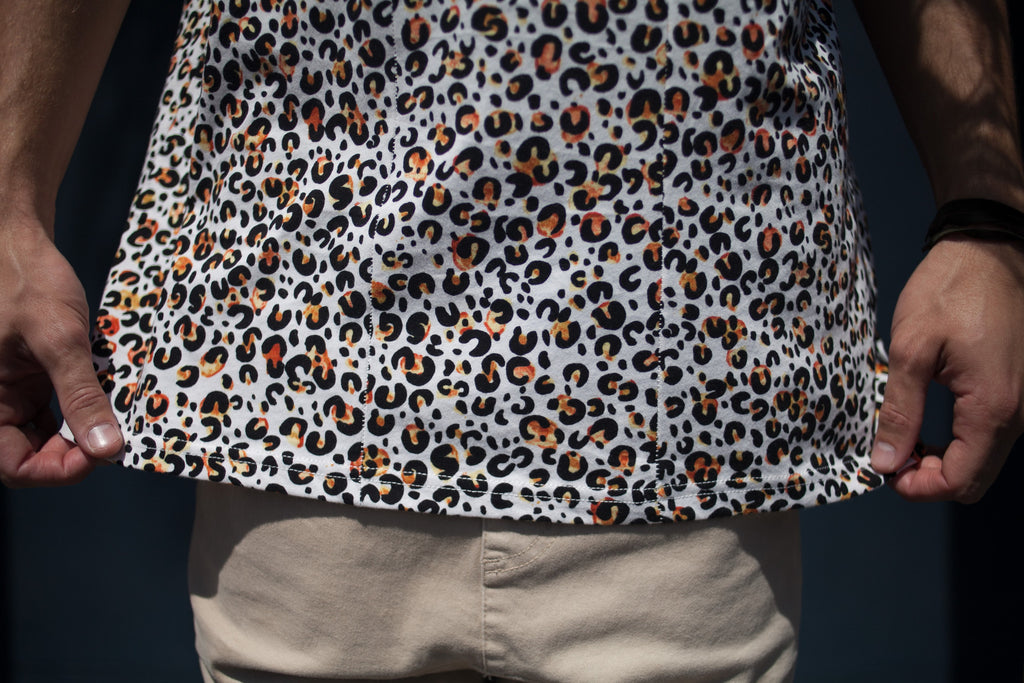 Panel Tee White Leopard