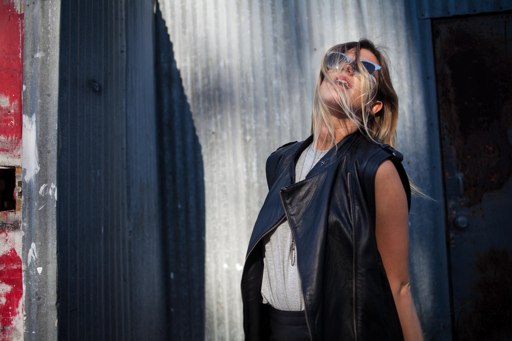 Electric Moto Leather Vest