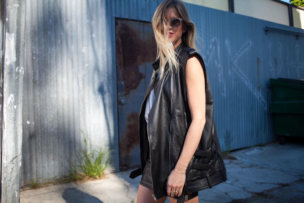 Electric Moto Leather Vest