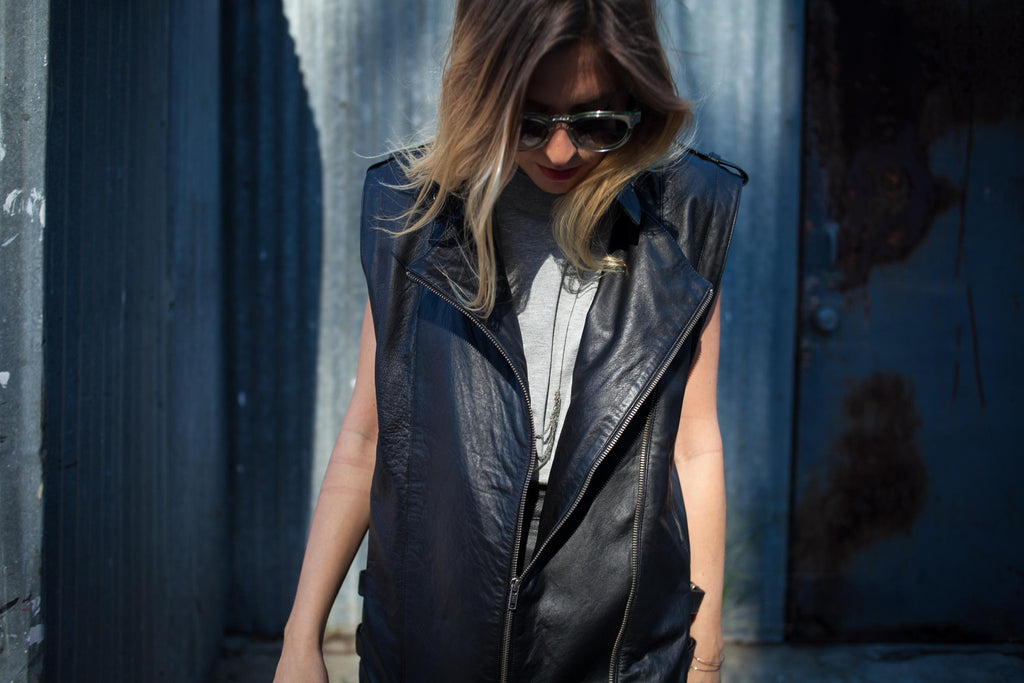 Electric Moto Leather Vest
