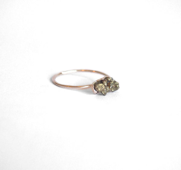 Pyrite Cluster Ring Rose Gold