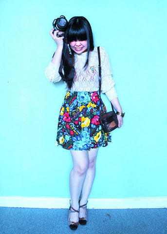 Neon Floral Skirt