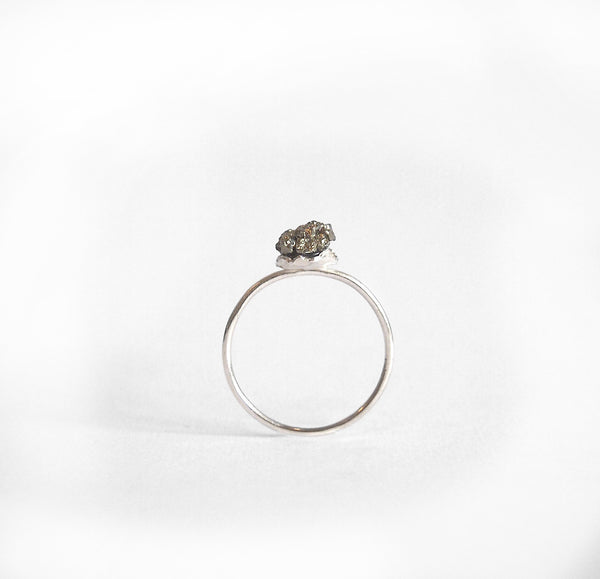 Tiny Pyrite Ring Silver