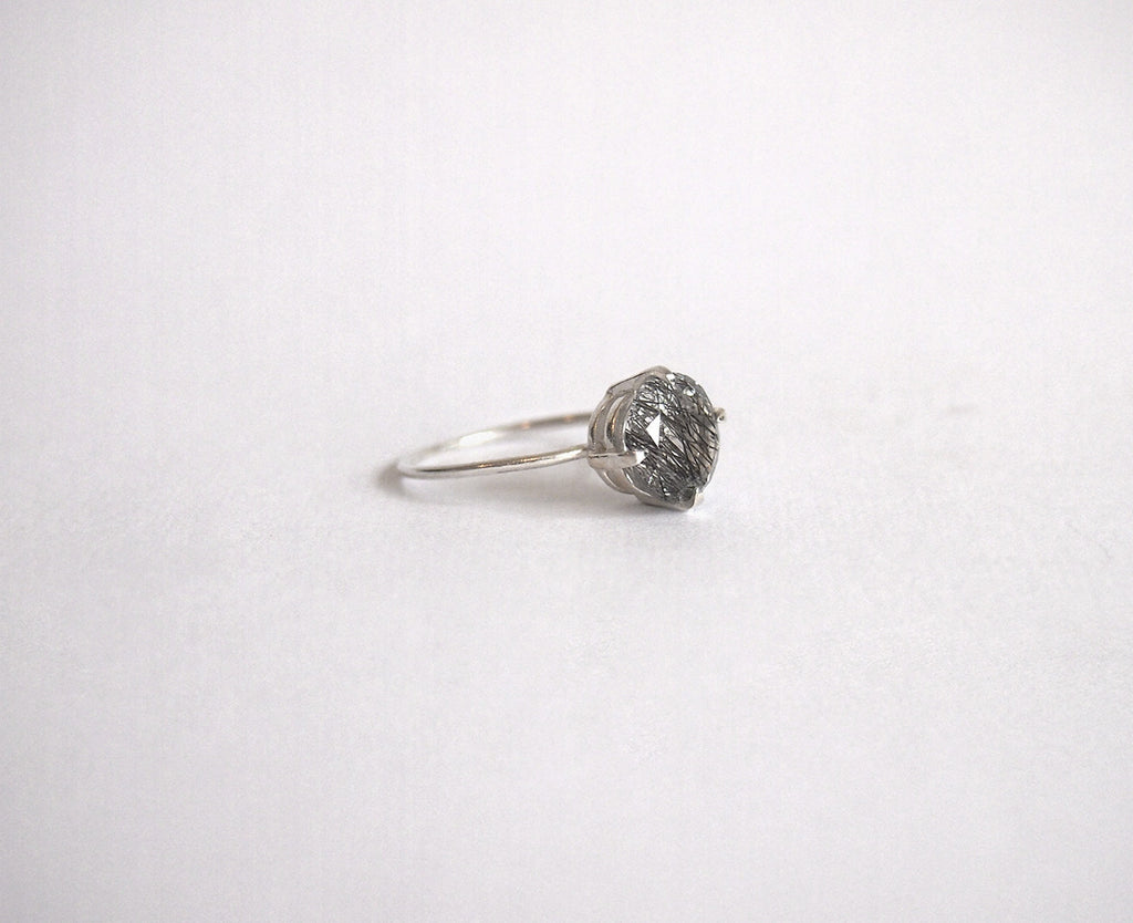 Tourmalinated Quartz Ring Silver